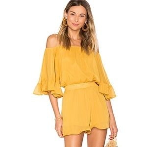 NWT Endless Rose Off the shoulder gold romper